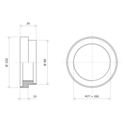 M77 x 200 welding sleeve for Vulcanic screw plug immersion heater Draw