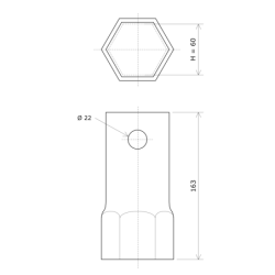 Clé de serrage à tube 60 s/plats pour thermoplongeur à visser Vulcanic Plan