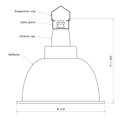 Aluminium reflector for ceramic infrared lamps Vulcanic Draw