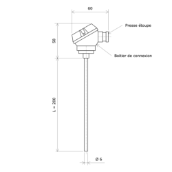 Sonde Pt100 rigide avec boitier 3104202 Vulcanic Plan