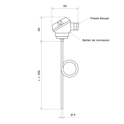 Sonde Pt100 déformable avec boitier IP54 3102310 Vulcanic Plan