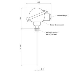 Sonde Pt100 avec boitier et élément interchangeable 3111702 Vulcanic Plan