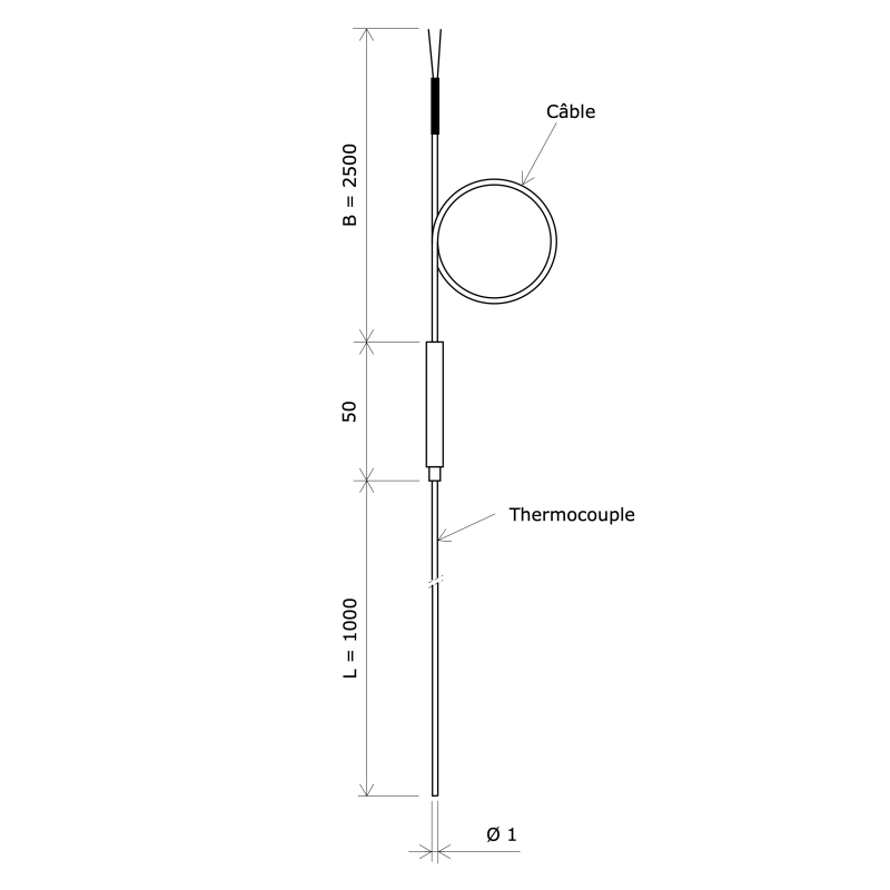 Thermocouple J sortie câble 3106110 Vulcanic Plan