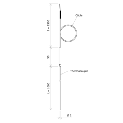 Flexible thermocouple J Ø 2...