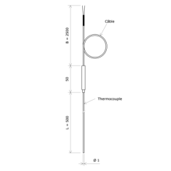 Flexible thermocouple J Ø 1...