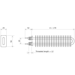 25x50 finned strip heater Vulcanic Draw A170