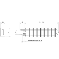 40x80 finned strip heater Vulcanic Draw A470