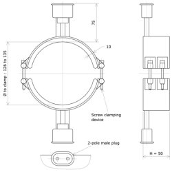 Sheathed sealed band heater 2 sectors Diameter 130 Vulcanic Draw