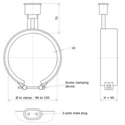 Sheathed sealed band heater 1 sector Diameter 100 Vulcanic Draw