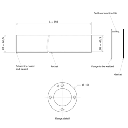 Thermowell for Vulcanic ceramic core element Draw58L990