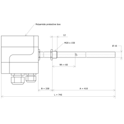 Single tube heating element for low flow heater Vulcanic DrawDia16A410B230