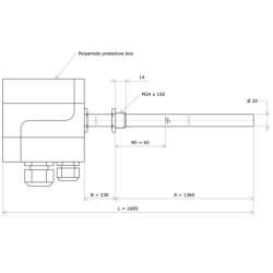 Single tube heating element for low flow heater Vulcanic DrawDia20A1360B230