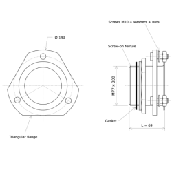 M77 screw type adaptor for Vulcaloy Vulcanic flange immersion heater Draw