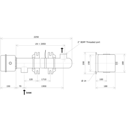 ND80 single vessel non-insulated liquid circulation heater Vulcanic DrawLN1390B0