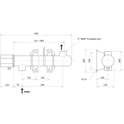 ND80 single vessel non-insulated liquid circulation heater Vulcanic DrawLN460B0