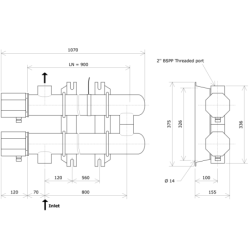 ND80 double vessel non-insulated liquid circulation heater Vulcanic DrawLN900B0