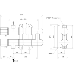 ND80 double vessel non-insulated liquid circulation heater Vulcanic DrawLN1390B0