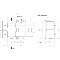 ND80 double vessel non-insulated liquid circulation heater Vulcanic DrawLN2050B0