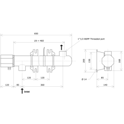 ND50 single vessel non-insulated liquid circulation heater Vulcanic DrawLN460B0