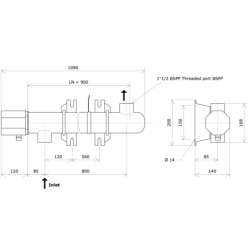 ND50 single vessel non-insulated liquid circulation heater Vulcanic DrawLN900B0