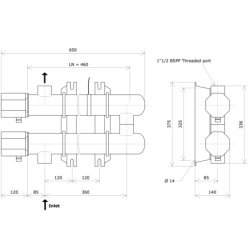 ND50 double vessel non-insulated liquid circulation heater Vulcanic DrawLN460B0