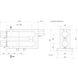 ND50 double vessel insulated liquid circulation heater Vulcanic DrawLN2050B0