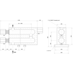 ND50 double vessel insulated liquid circulation heater Vulcanic DrawLN900B60