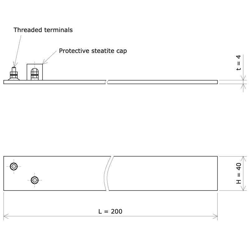 Sheathed Mica Strip Heater Length 200 Mm 200 W 230 V 1p Vulcanic