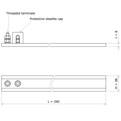 Seathed steatite-insulated strip heater Vulcanic DrawL260H38