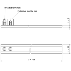 Seathed steatite-insulated strip heater Vulcanic DrawL725H38