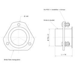 Contre-bride à souder pour thermoplongeur sur bride Vulcaloy Vulcanic Plan